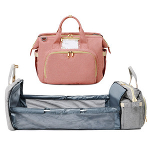 Lit de voyage portable pour bébé, organiseur de voyage, logo personnalisable, Relink 2-en-1, pliable, spacieux, berceau en Oxford, sac à dos à couches - Product Image 1