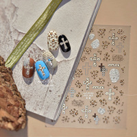 Autocollants pour ongles TSZS, style rétro Y2K, imprimés léopard, cœurs, croix, étoiles, pour manucure DIY, vente en gros