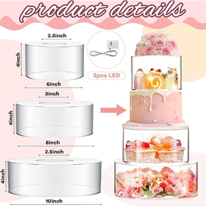 Yageli bán sỉ Acrylic bánh hiển thị trường hợp bánh Hội Đồng Quản trị vuông đứng cho đám cưới hiển thị thực phẩm - Product Image 3