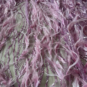 ชุดเดรสลูกไม้ขนนกกระจอกเทศ3D ผ้าทูลสี3D แวววาวแวววาว - Product Image 4