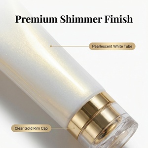 หลอดบีบเครื่องสำอางสีขาวมุกหรูหราพร้อมฝาปิดสีทองแบบพลิกได้ ขนาด 50 มล. หลอด PE เปล่าสำหรับโลชั่นบำรุงผิว/รองพื้น รับผลิตแบบ OEM/ODM - Product Image 1