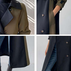 Gabardina elegante personalizada con cuello <span class=keywords><strong>de</strong></span> barcaza para <span class=keywords><strong>mujer</strong></span>, doble botonadura con cordones y, a prueba <span class=keywords><strong>de</strong></span> viento, gabardina ajustada para <span class=keywords><strong>mujer</strong></span> - Product Image 6