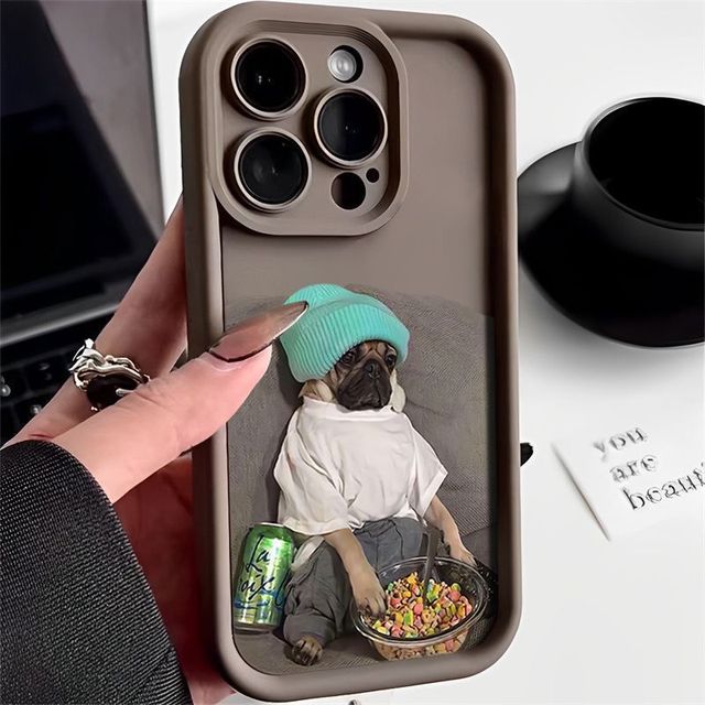 New Design Cartoon Cute Fun Puppy Phone case for iPhone 16 15 Pro Max 14 13 12 11 XS XR Candy Color Frosted Funda Back Cover