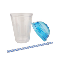 Bouteille d'eau en plastique transparente personnalisable avec couvercle et paille, capacité 400-600 ml, isolation thermique, compatible lave-vaisselle