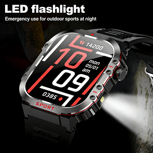 2026 H08 Jam Tangan Pintar 2.01-Inci dengan Senter, Tahan Air 1ATM, Monitor Detak Jantung dan Oksigen Darah untuk Olahraga Luar Ruangan Pria, Relojes <span class=keywords><strong>Smartwatch</strong></span> IP67 - Product Image 2