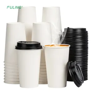 Xícara de café descartável feita sob encomenda, copo de café branco 16oz com 1000 peças