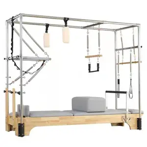 New Pilates Movement Wooden Reformer Fitness Yoga Machine Core Bed Maple Double Slide Half Tower Pilates Equipment Reformer