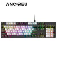 Clavier de jeu à 104 touches avec interrupteurs rouges, clic silencieux, anti-ghosting, ergonomique, pour joueur, bureau, ordinateur portable, clavier mécanique filaire