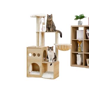 Indoor Katze Holz Kratz baum Wohnung Klettert urm Sisal bedeckt Kratz baumhaus - Product Image 1