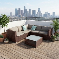 Ensemble de canapé et table basse en rotin pour l'extérieur, ODM OEM, pour patios et balcons, meubles en rotin avec coussins imperméables