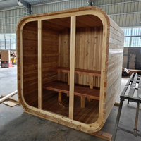 Ruang Sauna Kayu Cedar Merah Mewah untuk Luar Ruangan dengan Kaca Temper, Sauna Kubus Halaman Belakang yang Dapat Disesuaikan