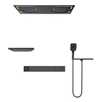 Ensemble de douche de luxe avec lampe d'ambiance, douche thermostatique encastrée au plafond, plateforme de rangement pour salle de bain SPA