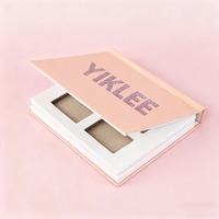 Boîte de palette d'ombres à paupières en papier personnalisée avec miroir et aimant, rechargeable, coffret cadeau, logo personnalisé, emballage cosmétique à 4 trous, boîtes cadeaux