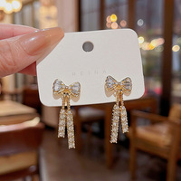 Boucles d'oreilles vintage coréennes en cristal, serties de moissanite, plaquées or antique, bijoux pour femmes