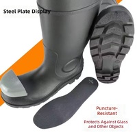 Bottes de sécurité imperméables à embout d'acier résistant aux chocs, antidérapantes, résistantes à l'usure, à tige haute, en PVC extra-épais, pour le travail