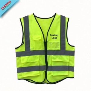 Gilet de sécurité haute visibilité multi-poches en tissu maillé fluorescent pour moto, vêtement réfléchissant pour l'extérieur - Product Image 2