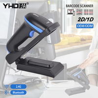 YHDAA manos libres Auto Sense Wireless 1D 2D Lector de código de barras resistente Escáner de código Qr con soporte de carga