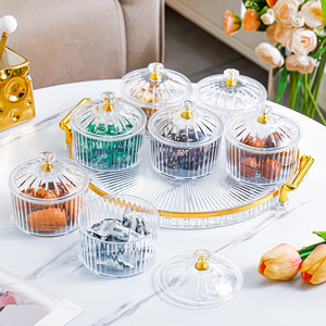 Luxury Round Fruit And <b>Tea</b> <b>Tray</b> With 8 Compartments Clear Glass Storage Box For Snacks Nuts Desserts Household Use - Product Image 3