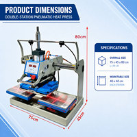 Nouvelle presse à chaud pneumatique double station pour sublimation 3D avec positionnement infrarouge pour le transfert de petits logos et étiquettes sur vêtements