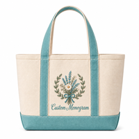 Sac fourre-tout en toile personnalisé brodé, motif couronne, écologique, sac à main bateau monogrammé, sac de plage en coton robuste pour femme