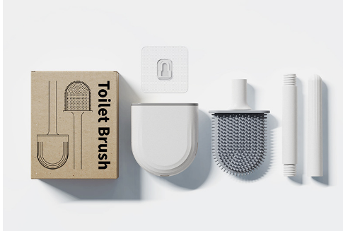 Bathroom Plastic Holder With Soap Dispensing Head Soft TPR Cleaning Silicone Toilet Brush · image 3