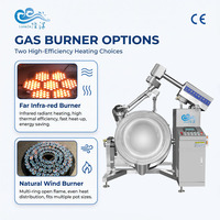 Marmite de cuisson industrielle à double enveloppe pour gaz, avec agitateur automatique et système de contrôle PLC
