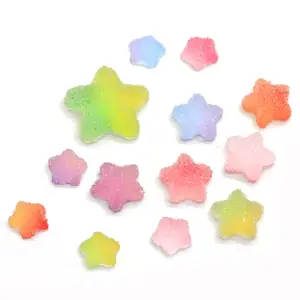 100pcs Duplo Colorido Suave Simulação Estrela Doces Plana Cabochon de Resina de Volta Para DIY Enfeites Scrapbooking