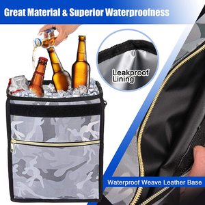 <span class=keywords><strong>Poubelle</strong></span> de voiture pliable personnalisée de 2,7 gallons avec couvercle anti-fuite, poches de rangement, organisateur de <span class=keywords><strong>coffre</strong></span> pliable, noir camouflage - Product Image 3