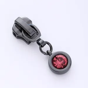 Puxador deslizante com zíper de metal com bloqueio automático, tira com zíper de liga de zinco personalizado, cabeça com zíper para sacola de roupas, com 5 posições