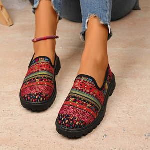 Femmes coloré toile <span class=keywords><strong>Espadrille</strong></span> sandales respirant printemps automne sandales plates bohème motif Animal bout ouvert plage appartements - Product Image 1