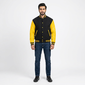 High Quality <b>Men's</b> Varsity <b>Jacket</b> with Custom Logo Solid Color Leather Sleeves and <b>Baseball</b> CollegeBaseballjacket <b>for</b> <b>men</b> - Product Image 1