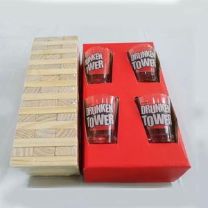 Ensemble de 60 blocs de bois empilables et 4 verres à liqueur pour bar et jeu de <span class=keywords><strong>nuit</strong></span> amusant fait de dominos Tour ivre FSC Factory - Product Image 4