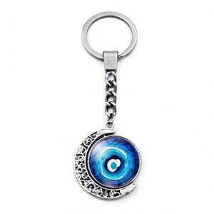 Porte-clés Œil du Diable rotatif à 360 degrés avec pendentif lune, porte-clés porte-bonheur Œil du Diable pour sac et voiture - Product Image 5