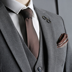 Traje de pantalón <span class=keywords><strong>para</strong></span> hombre, corte alto y ajustado, de una sola botonadura, frente liso, <span class=keywords><strong>para</strong></span> estudio de bodas, con cierre de cremallera, 100% poliéster, antiencogimiento - Product Image 2
