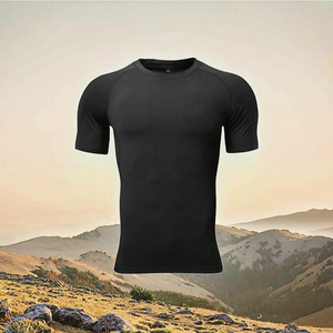 T-Shirt Estiva da Uomo a Maniche Corte, Aderente e Compressiva, con Logo Personalizzato, Maglia Sportiva <span class=keywords><strong>Skinny</strong></span> per Allenamento di Basket e Bodybuilding - Product Image 2