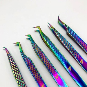 Pince à cils en acier inoxydable de marque privée arc-en-ciel avec logo personnalisé de haute qualité - Product Image 6