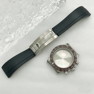 Boîtier de montre multifonction en acier inoxydable, or rose, 39mm, saphir, bracelet en caoutchouc, boucle réglable pour mouvement VK63A, 29.5mm - Product Image 4