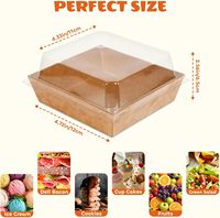 Boîtes carrées en papier kraft pour charcuterie avec couvercles transparents, étiquettes de remerciement et ficelle – Contenants alimentaires jetables pour desserts, gâteaux et conserves