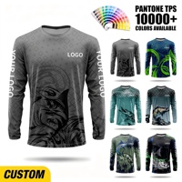 T-shirt à manches longues pour homme personnalisé OEM ODM avec sublimation Marlin, col rond, impression intégrale pour vêtements de sport