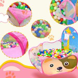 Tente de jeu pop-up pour enfants à motif animalier, piscine à balles pour tout-petits, parc de jeu pour bébés avec panier de basket - Product Image 3