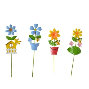 新设计可爱可爱花朵图案设计剪影小蜜蜂金属花园蝴蝶木桩