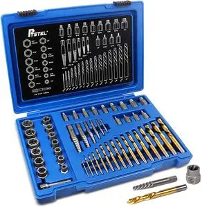 GTYPRO 49PCS Nut Removal Drill Bit Set Multi-Spline Screw Extractors Spiral Screws Extractors Left Hand Cobal Tool Kit