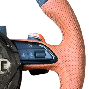 Volant en cuir perforé <span class=keywords><strong>marron</strong></span> personnalisé pour Audi B9 A3 A4 A5 S4 RS5 S3 S4 S5 A6 A7 A8 Q5 Q7 TT R8 S6 RS6 <span class=keywords><strong>RS7</strong></span> S7 B8.5 B8 - Product Image 3