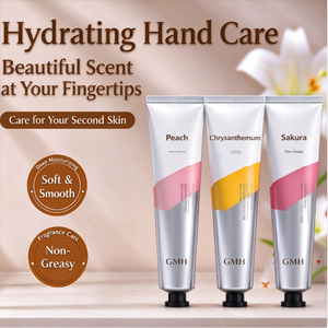 Fabricant de crèmes pour les mains OEM ODM, étiquette privée, emballage personnalisé, 3 parfums : pêche, chrysanthème, cerisier, hydratant pour les mains - Product Image 1
