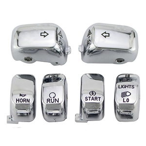 Kit di 6 Tappi per Interruttori Manubrio Cromati in ABS, Ricambi per <span class=keywords><strong>Harley</strong></span> Sportster Dyna Softail Road King <span class=keywords><strong>V</strong></span> <span class=keywords><strong>Rod</strong></span> dal 1996 al 2017 - Product Image 2