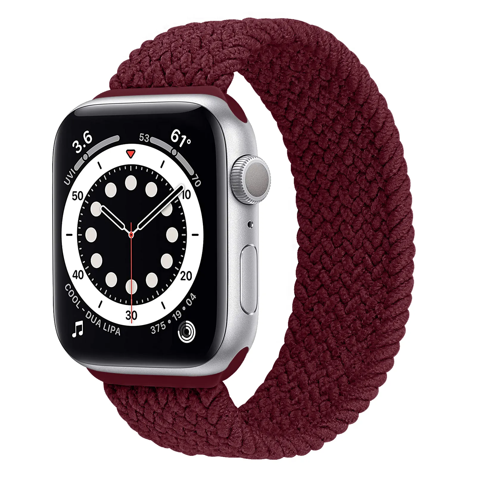 Hot Sale Red Wine Nylon Woven Thread Braided Loop For Apple Watch 40 mm 44 mm Stretchy Sports Elastic Band Strap for iWatch
