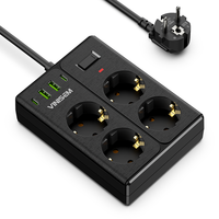 VINISEM Industrial EU Plug Extension Power Socket 4 Way 2 USB 2 Type-C Port Protector contra sobretensiones Protección contra sobrecarga eléctrica 4 Way 2
