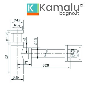 Kamalu KS050G moderno sifone di scarico lavello in oro spazzolato 304 acciaio inossidabile con filtro in ottone per la funzione kitchen _ Sink Waste - Product Image 2