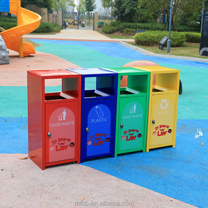 Carino bidoni dei rifiuti in metallo classificati grande pattumiera scuola strada riciclare acciaio pubblico grande con coperchio all'aperto cartone animato bidoni della spazzatura - Product Image 2