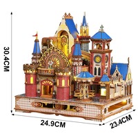Puzzle 3D en bois Château d'Alnwick d'architecture britannique Kit de modèle d'assemblage de bricolage Maison de poupée miniature pour adultes adolescents Projet STEM